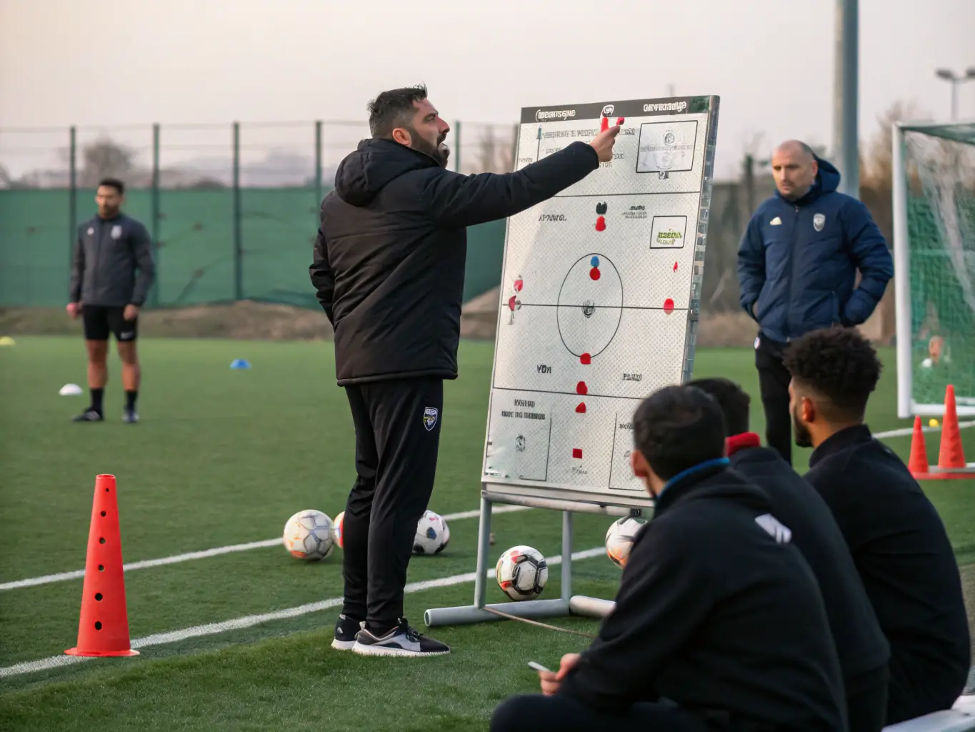 A coach presenting strategic plans on a whiteboard to a group of business leaders, showcasing SynergyUK's Business Strategy Coaching.
