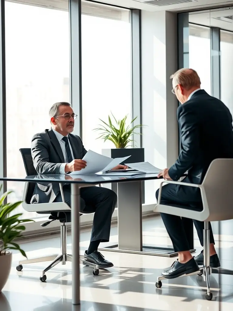 A senior executive receiving one-on-one coaching from a SynergyUK coach, focusing on leadership skills and personal development.